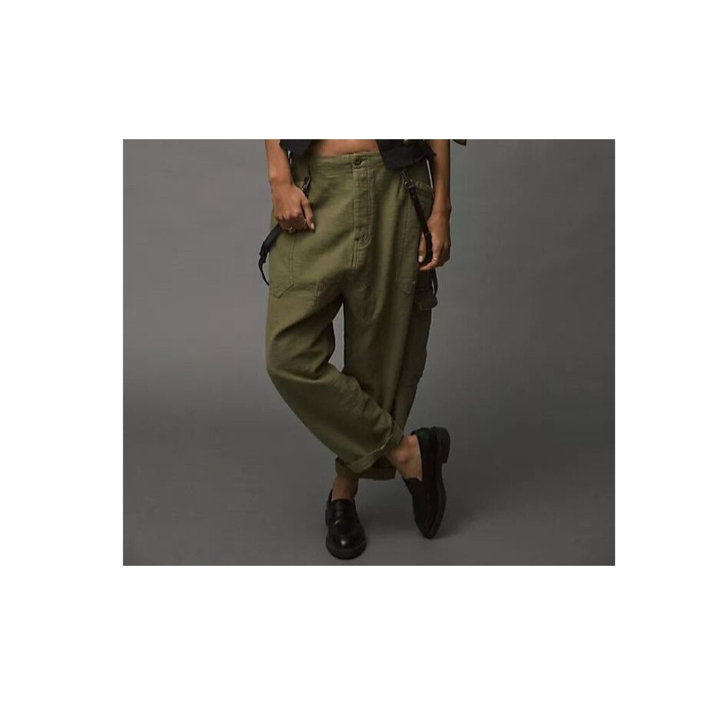 Free People Bay To Breakers Pants Low-Rise Slouchy Cargo Utility Cotton S 278605